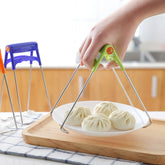 Kitchen Stainless Steel Cup Holder Folder Anti-scalding Dish Clip Tray Clip, Random Color Delivery, Bowl Clip, Green